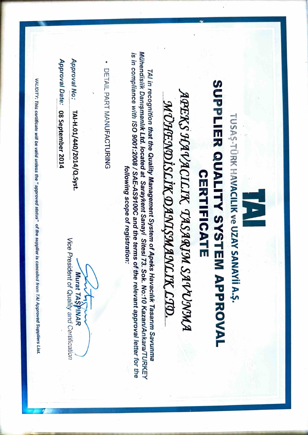 Certificate